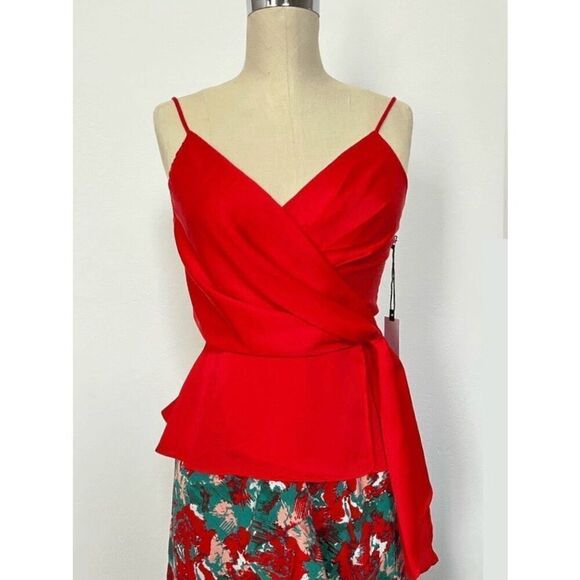 NEW ASTR THE LABEL Women’s XS Silky Nile Peplum Blouse Cami Top - Picture 4 of 9